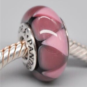 Retired Pandora Pink Murano Glass Charm 925 Bead